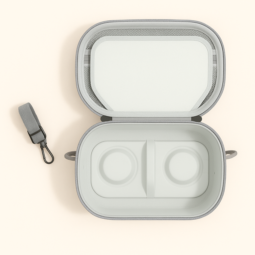 Relievoo hard-shell breast pump carrying case — lifestyle