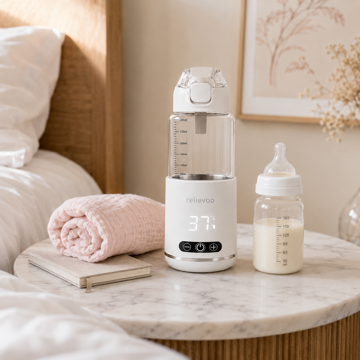 Relievoo cordless portable bottle warmer for breast milk and formula — on the go