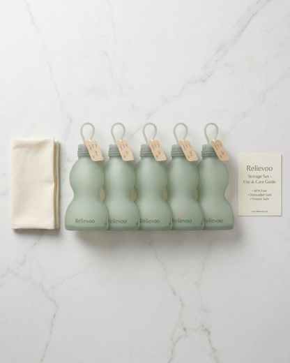 Relievoo reusable silicone breast milk storage bags — close-up detail