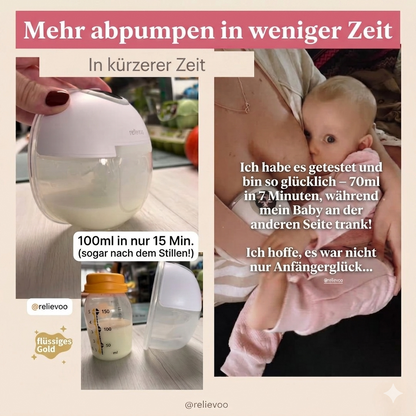 Relievoo tragbare Milchpumpe — 100 ml in 15 Minuten, Mama-Bewertung