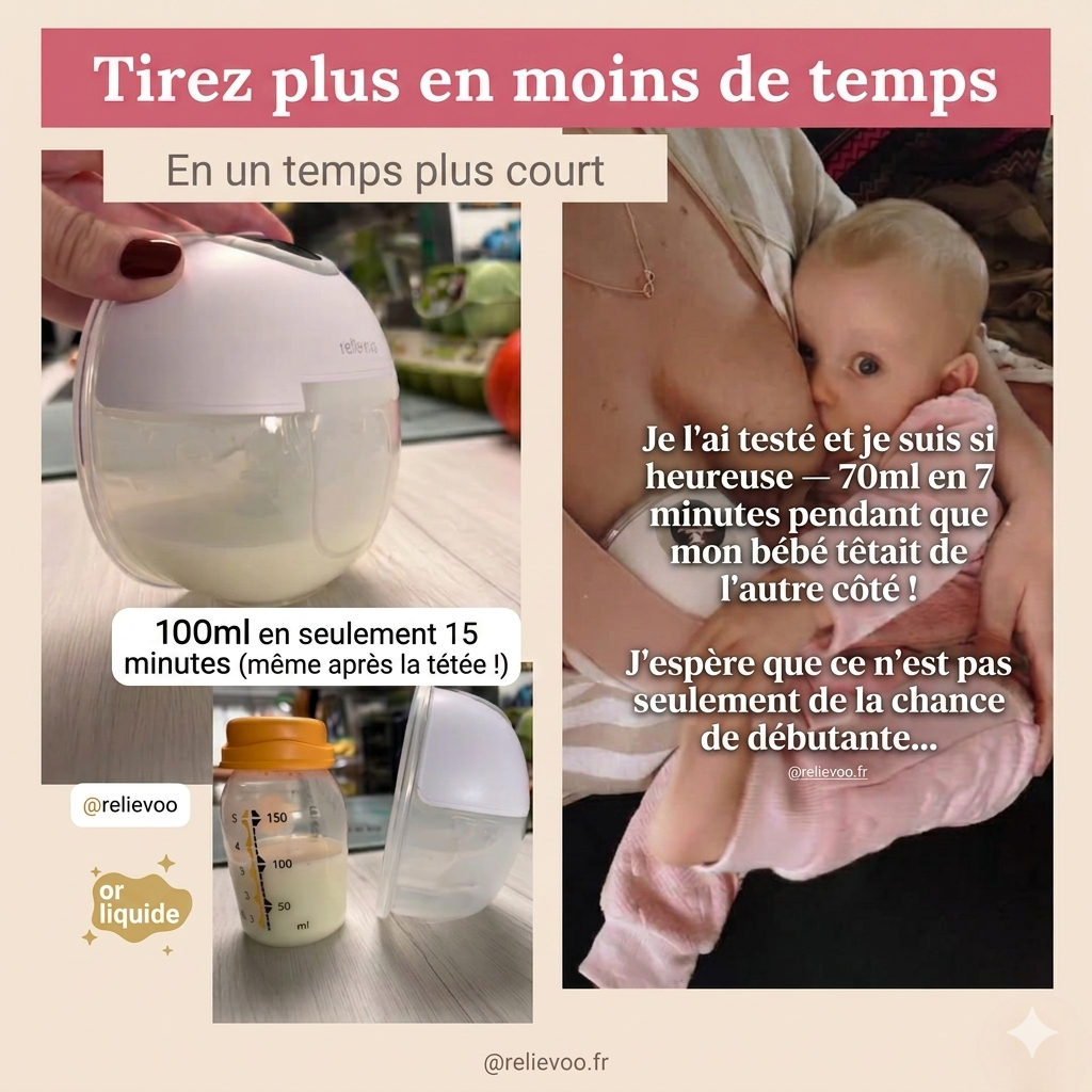 Tire-lait portable Relievoo — 100 ml en 15 minutes, témoignage maman